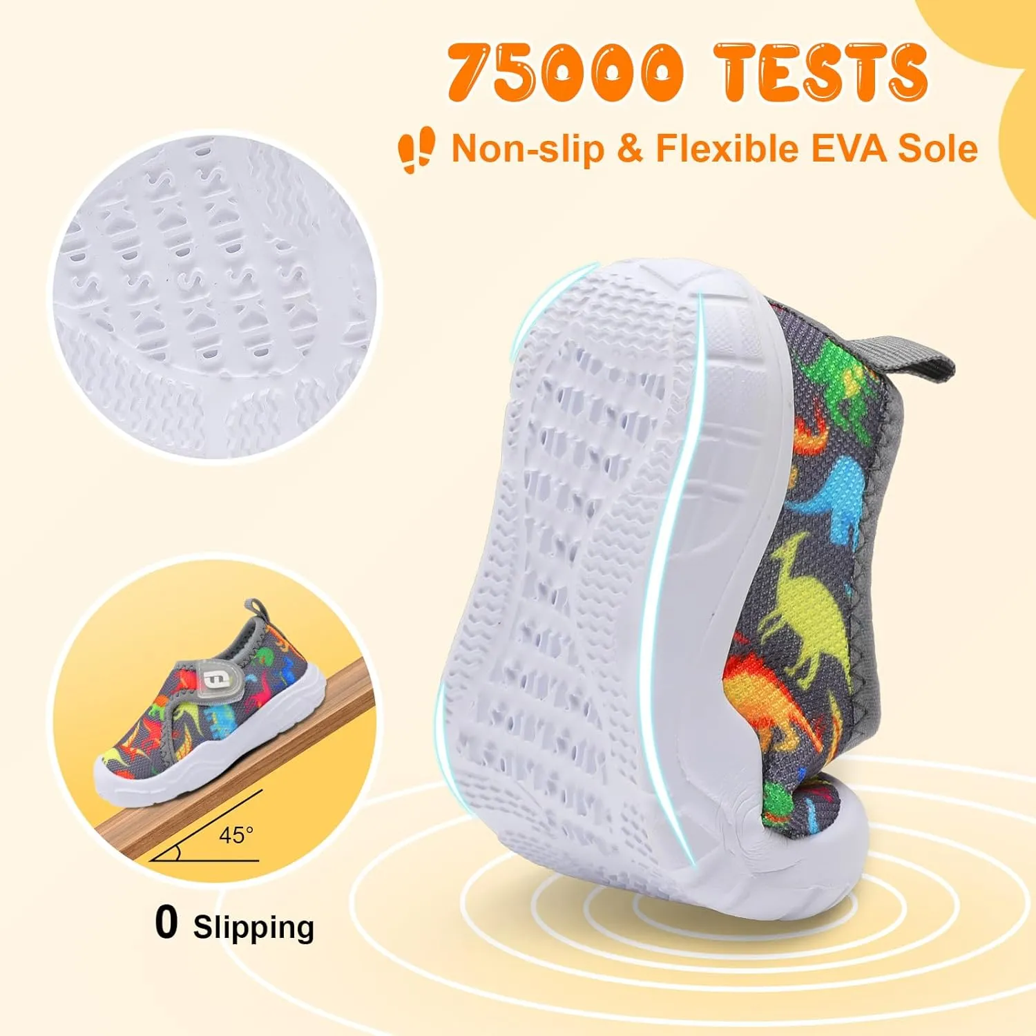 JOINFREE Toddler Boys Girls Barefoot Shoes Breathable Kids Sneakers Lightweight Walking Shoes Slip On Tennie Shoes Wide School Shoes