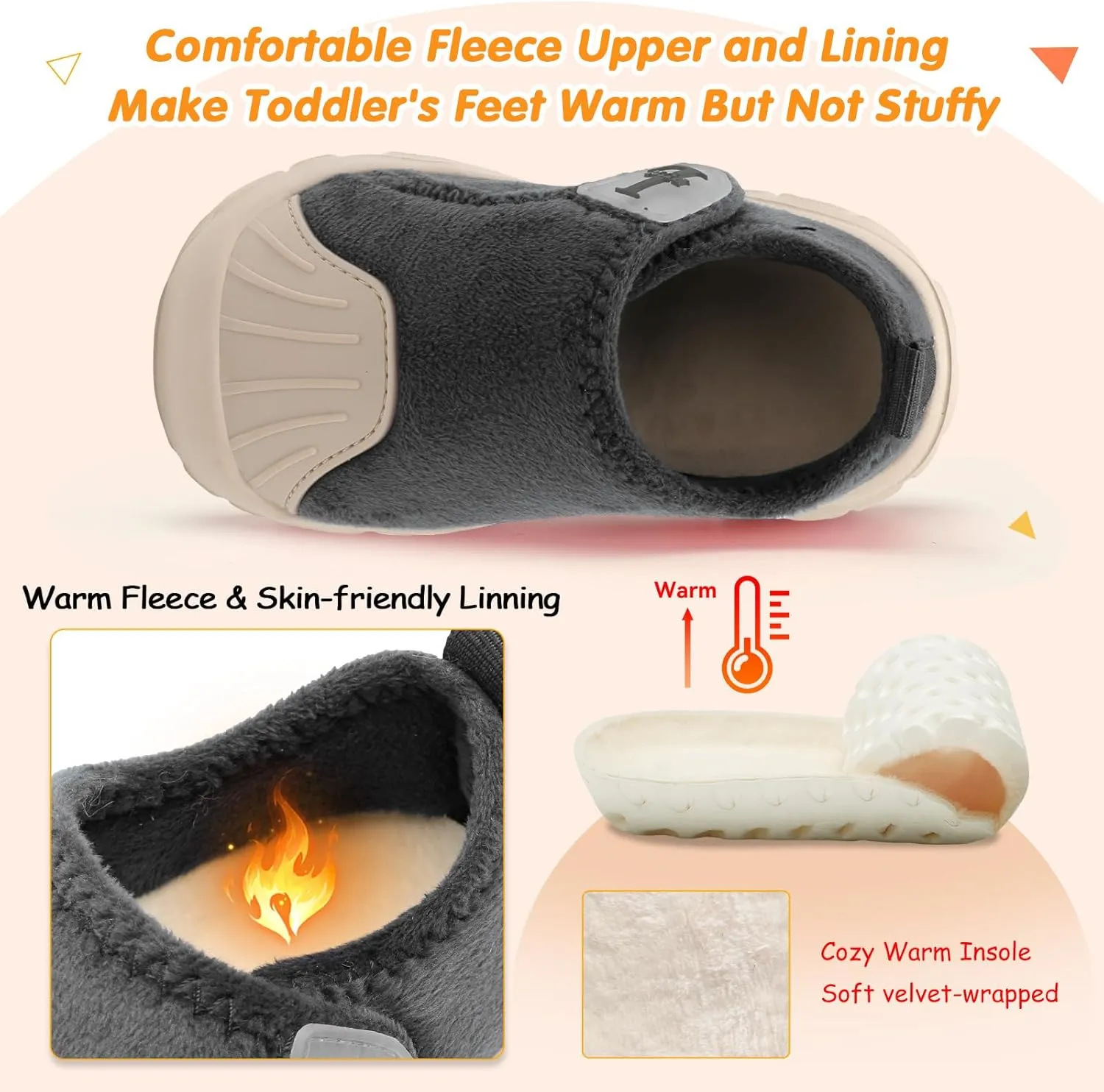 L-RUN Toddler Slippers Soft Boys Girls Barefoot House Slippers Anti-slip Lightweight Home Shoes for Indoor Outdoor Walking