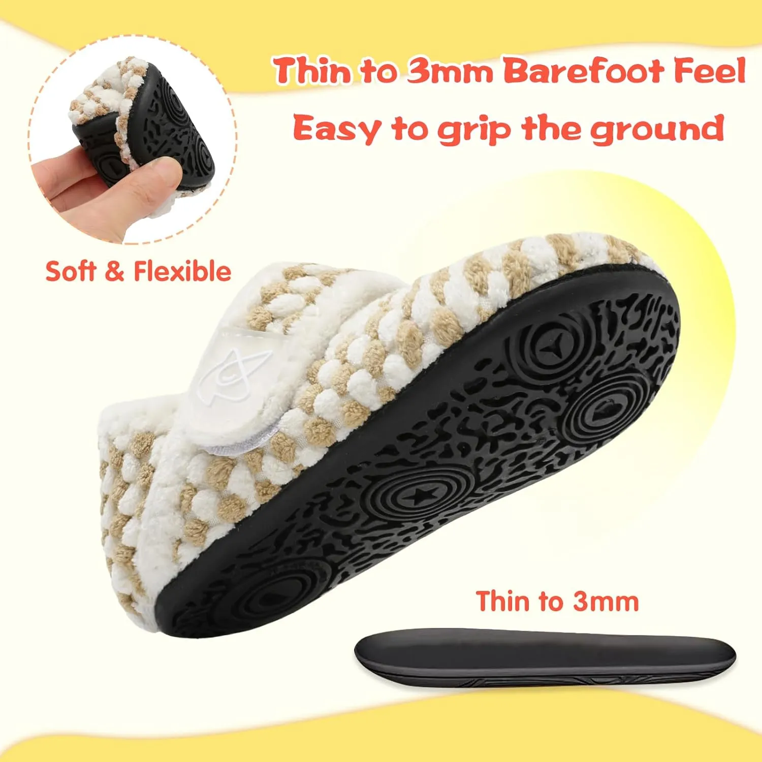 LeIsfIt Toddler Slippers - Boys & Girls Wide Adjustable House Shoes, Warm Winter Non-Slip Indoor/Outdoor Slippers