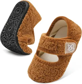 LeIsfIt Toddler Slippers - Boys & Girls Wide Adjustable House Shoes, Warm Winter Non-Slip Indoor/Outdoor Slippers