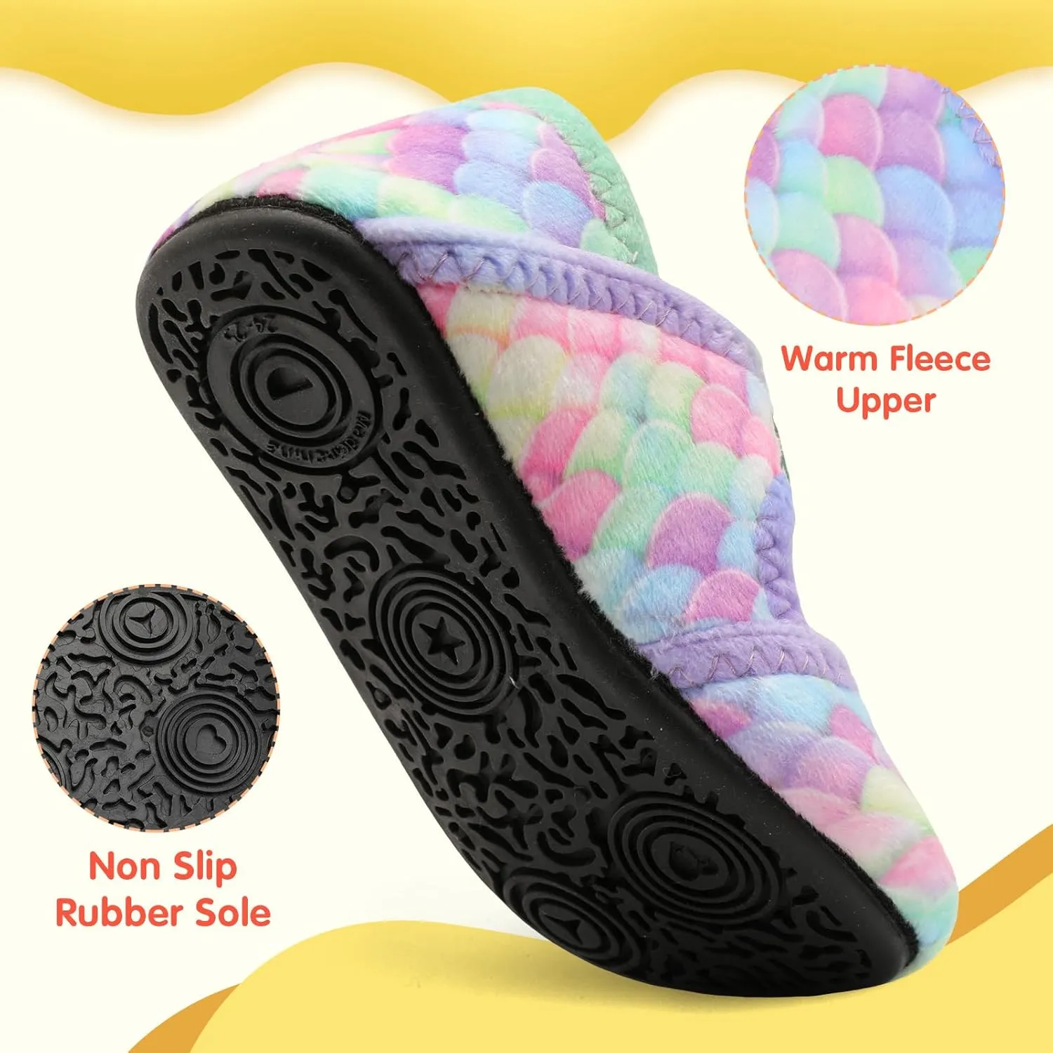 LeIsfIt Toddler Slippers - Boys & Girls Wide Adjustable House Shoes, Warm Winter Non-Slip Indoor/Outdoor Slippers
