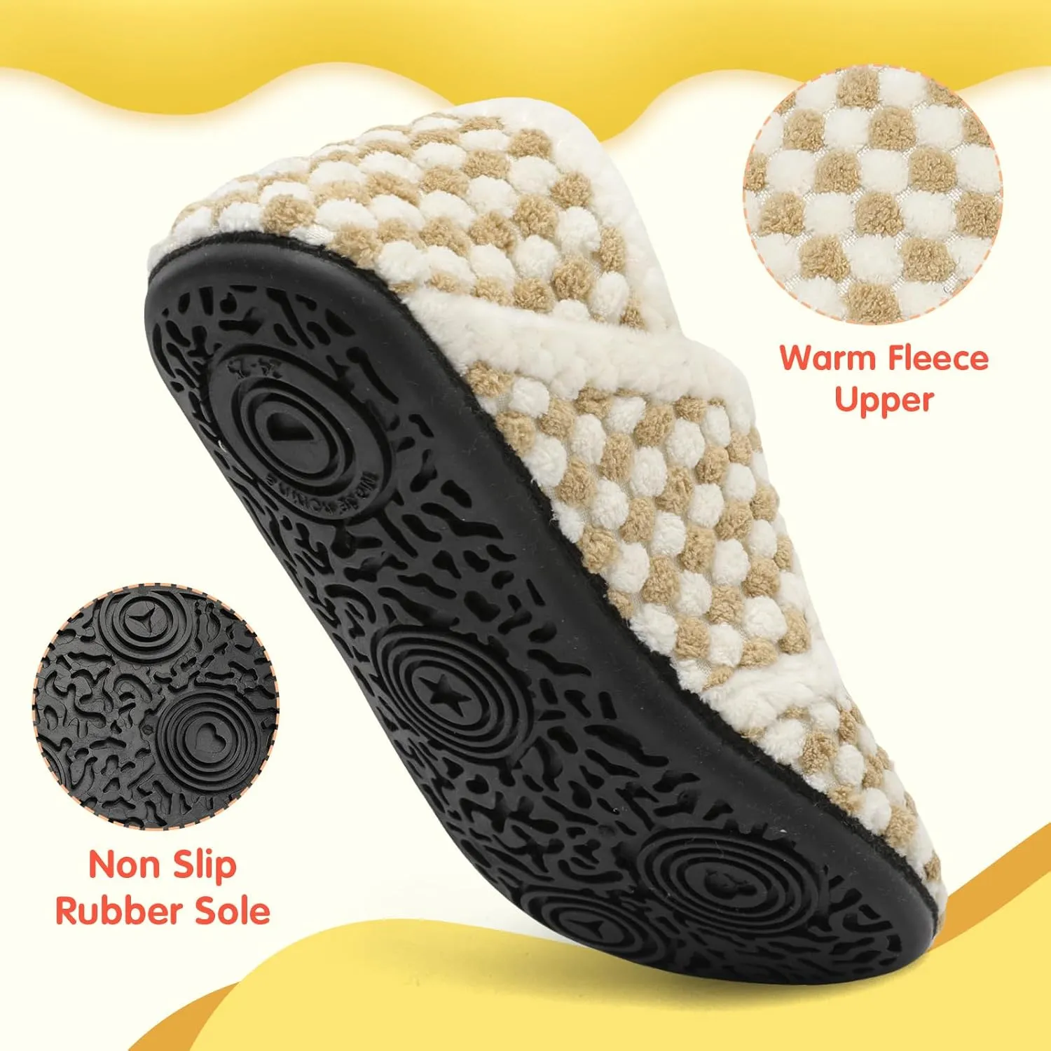 LeIsfIt Toddler Slippers - Boys & Girls Wide Adjustable House Shoes, Warm Winter Non-Slip Indoor/Outdoor Slippers