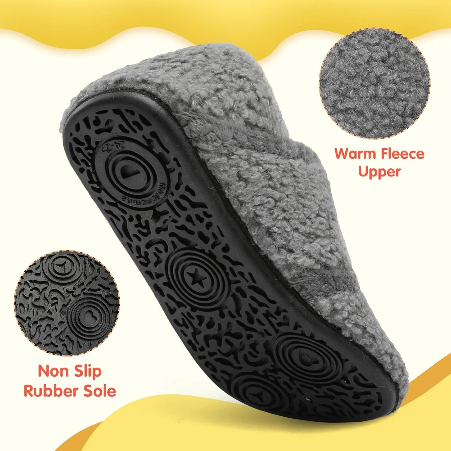 LeIsfIt Toddler Slippers - Boys & Girls Wide Adjustable House Shoes, Warm Winter Non-Slip Indoor/Outdoor Slippers