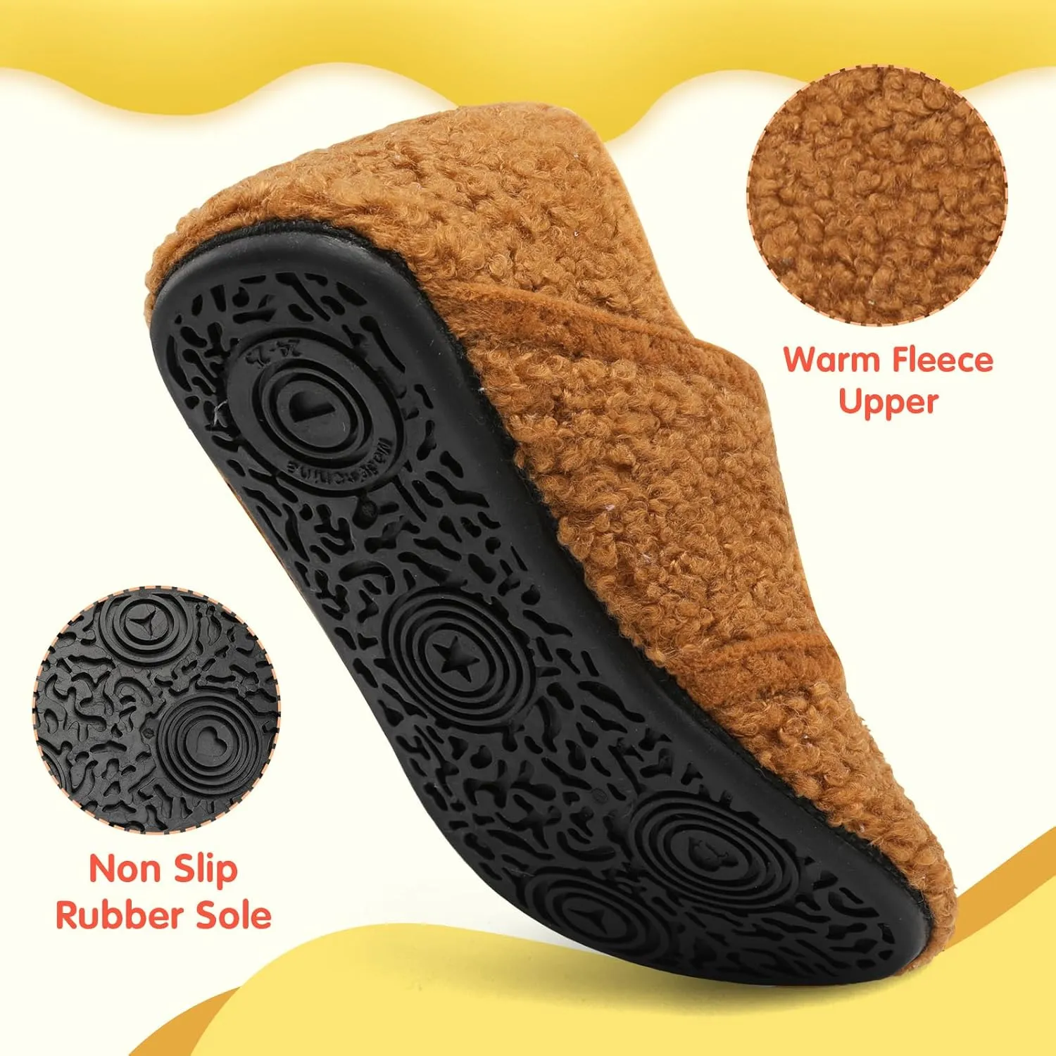 LeIsfIt Toddler Slippers - Boys & Girls Wide Adjustable House Shoes, Warm Winter Non-Slip Indoor/Outdoor Slippers