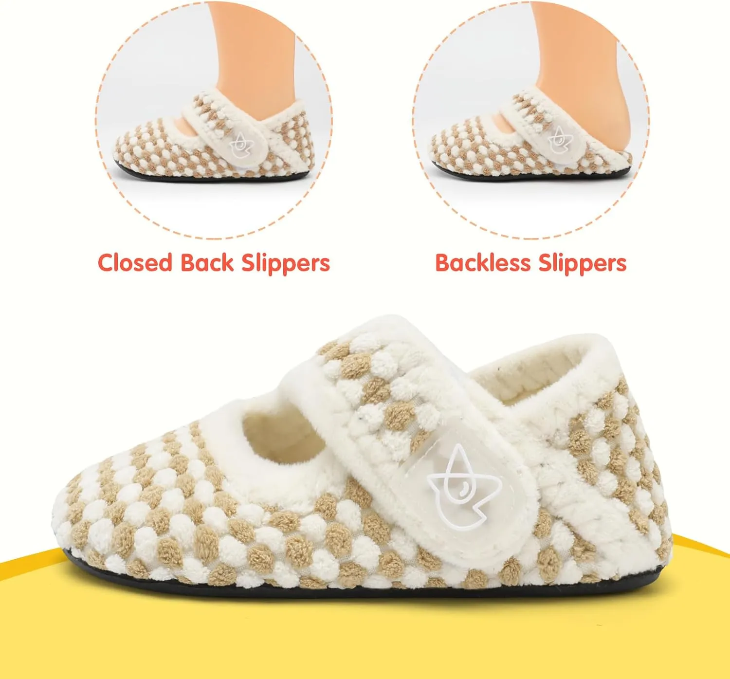LeIsfIt Toddler Slippers - Boys & Girls Wide Adjustable House Shoes, Warm Winter Non-Slip Indoor/Outdoor Slippers