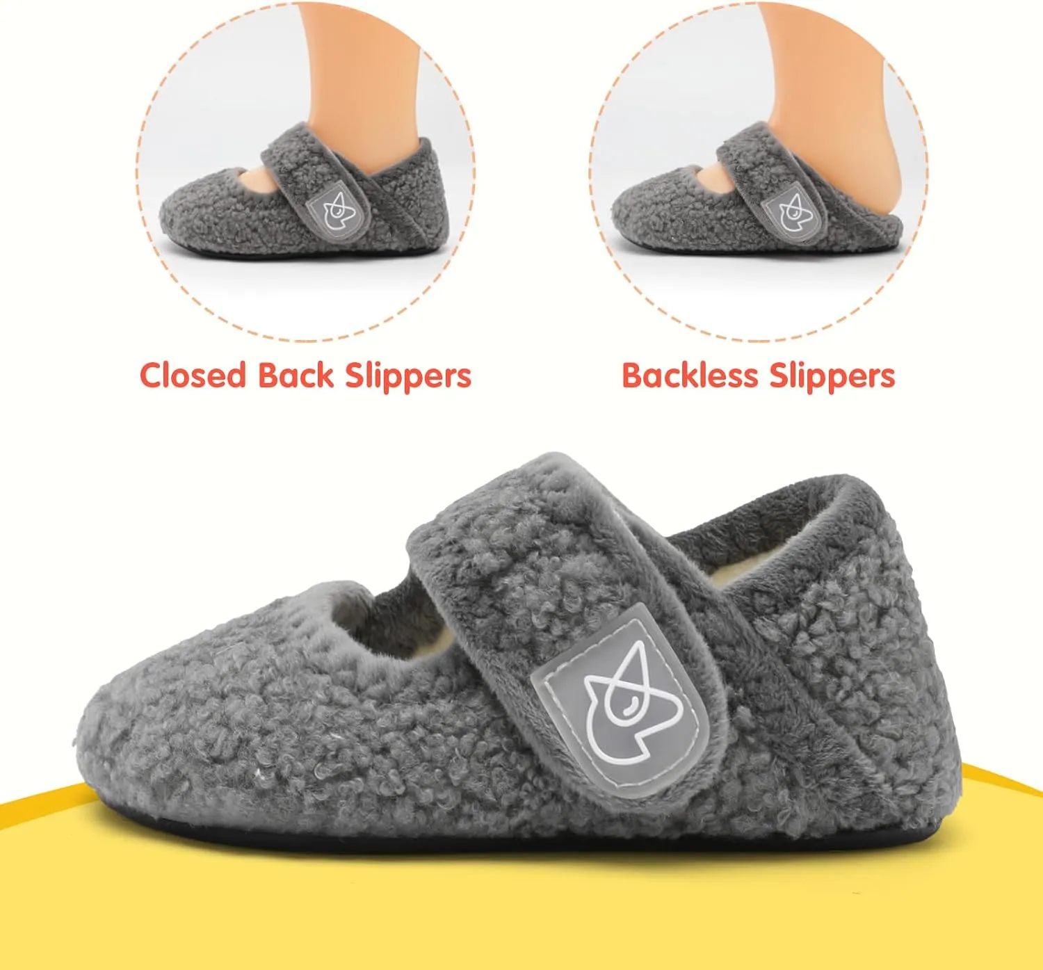 LeIsfIt Toddler Slippers - Boys & Girls Wide Adjustable House Shoes, Warm Winter Non-Slip Indoor/Outdoor Slippers