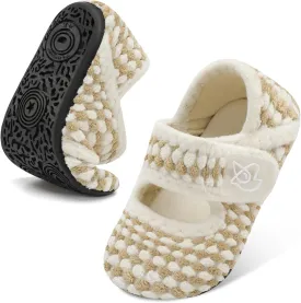 LeIsfIt Toddler Slippers - Boys & Girls Wide Adjustable House Shoes, Warm Winter Non-Slip Indoor/Outdoor Slippers