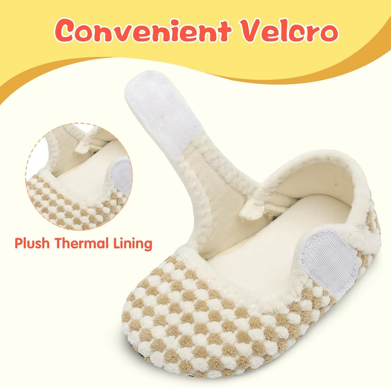 LeIsfIt Toddler Slippers - Boys & Girls Wide Adjustable House Shoes, Warm Winter Non-Slip Indoor/Outdoor Slippers
