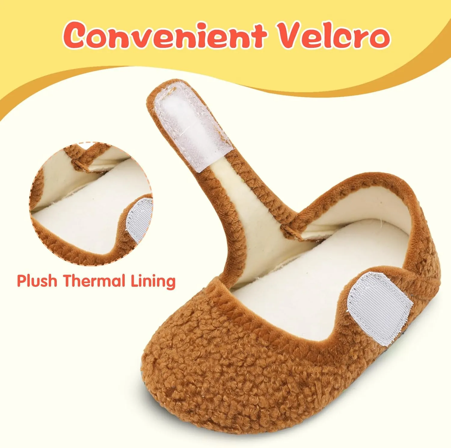 LeIsfIt Toddler Slippers - Boys & Girls Wide Adjustable House Shoes, Warm Winter Non-Slip Indoor/Outdoor Slippers