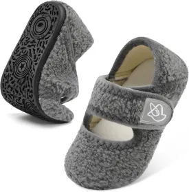 LeIsfIt Toddler Slippers - Boys & Girls Wide Adjustable House Shoes, Warm Winter Non-Slip Indoor/Outdoor Slippers