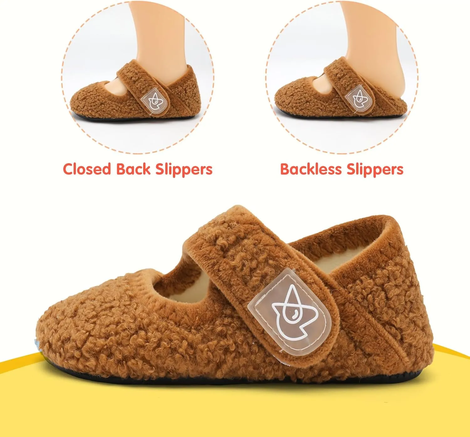 LeIsfIt Toddler Slippers - Boys & Girls Wide Adjustable House Shoes, Warm Winter Non-Slip Indoor/Outdoor Slippers