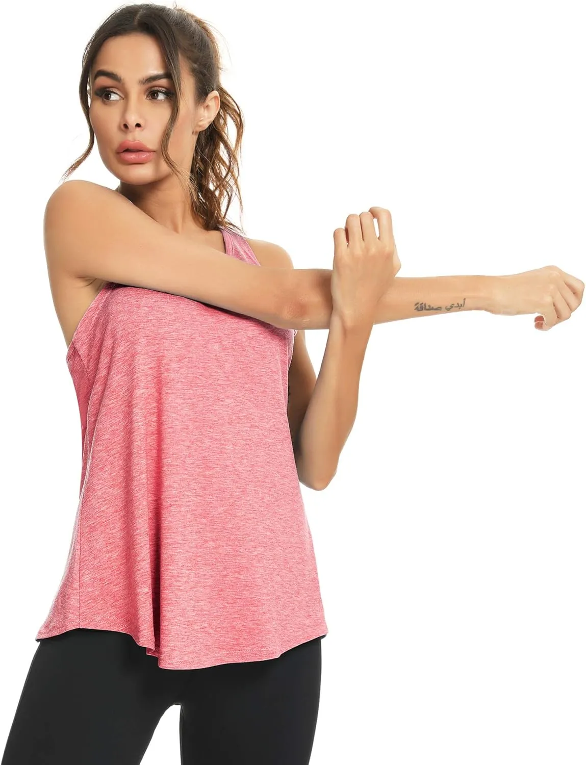 LYHNMW Open Back Workout Top Backless Yoga Shirts Tie Back Workout Tank Activewear Shirts Exercise Yoga Tank Tops (1-3Pack)