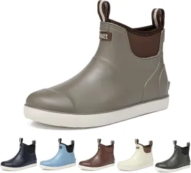 Mens Deck Boots, Deck Shoes Waterproof Rain Boots, Saltwater Fishing Ankle Boots, Non-Slip Rubber Garden Muck Boots for Gardening Boating Camping Sailing Fishing