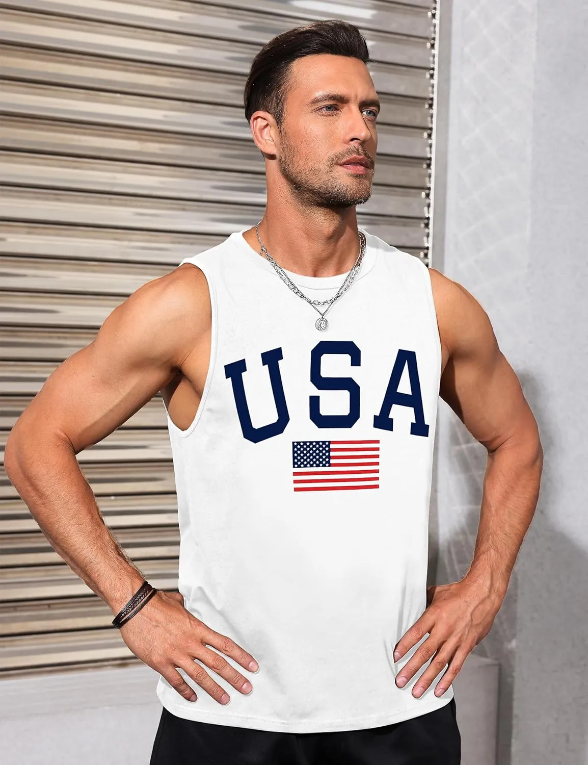 Mens Graphic Tank Tops Sleeveless Muscle Shirts Beach Hawaiian Coconut Tree Patriotic Tank Tops