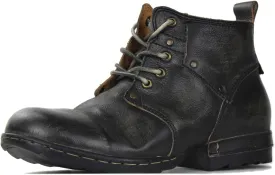 Men's Grippy Black Iron Piece Toe-tipped Design Chukka Boots Lace-up Motorcycle Casual Leather Dress Ankle Boot for Men Fashion 6015-3-A-R