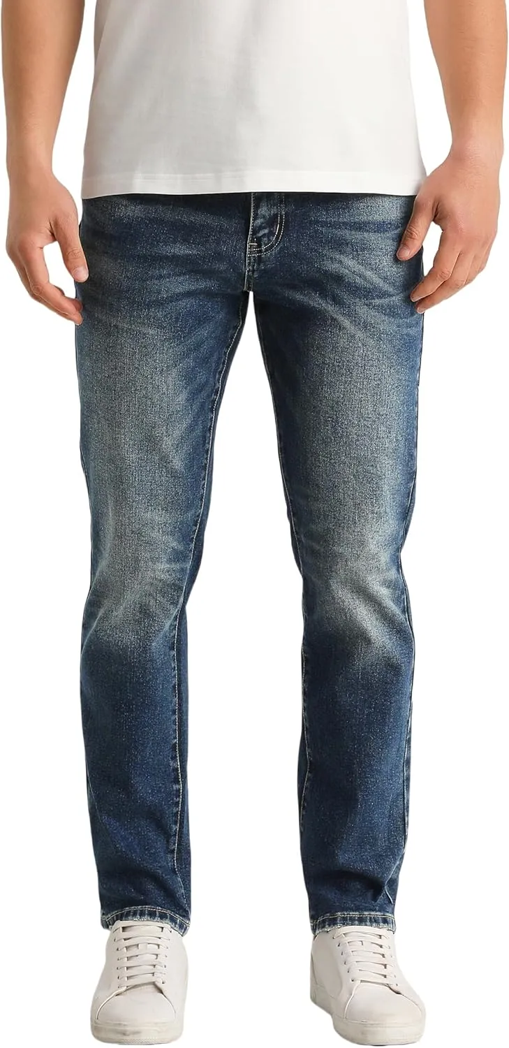 Men's Stretch Regular Fit Straight-Leg Cotton Fashion Comfort Flex Waist Denim Pants Jeans