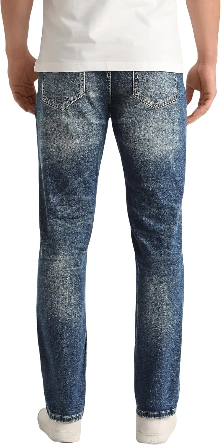 Men's Stretch Regular Fit Straight-Leg Cotton Fashion Comfort Flex Waist Denim Pants Jeans