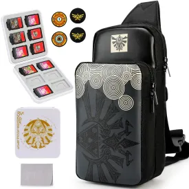 Owngen Travel Bag for Nintendo Switch/Lite/OLED, for Zelda Tears of the Kingdom Portable Sling Shoulder Crossbody Carrying Storage Accessories Backpack with Cute Game Card Case, 4 Thumb Grip Caps