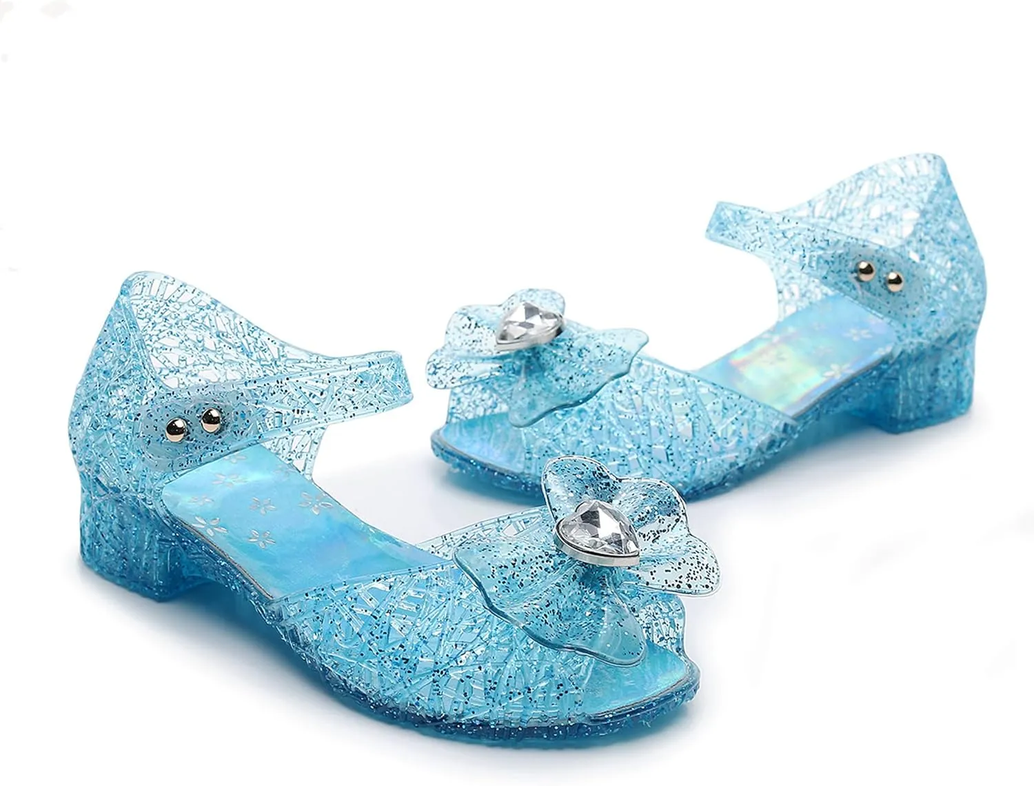 Princess Sandals Jelly Shoes for Girls, Snow Queen Little Girls Toddler Glitter Dress Flats with Bow Birthday Frozen Inspired Party Cosplay Costumes