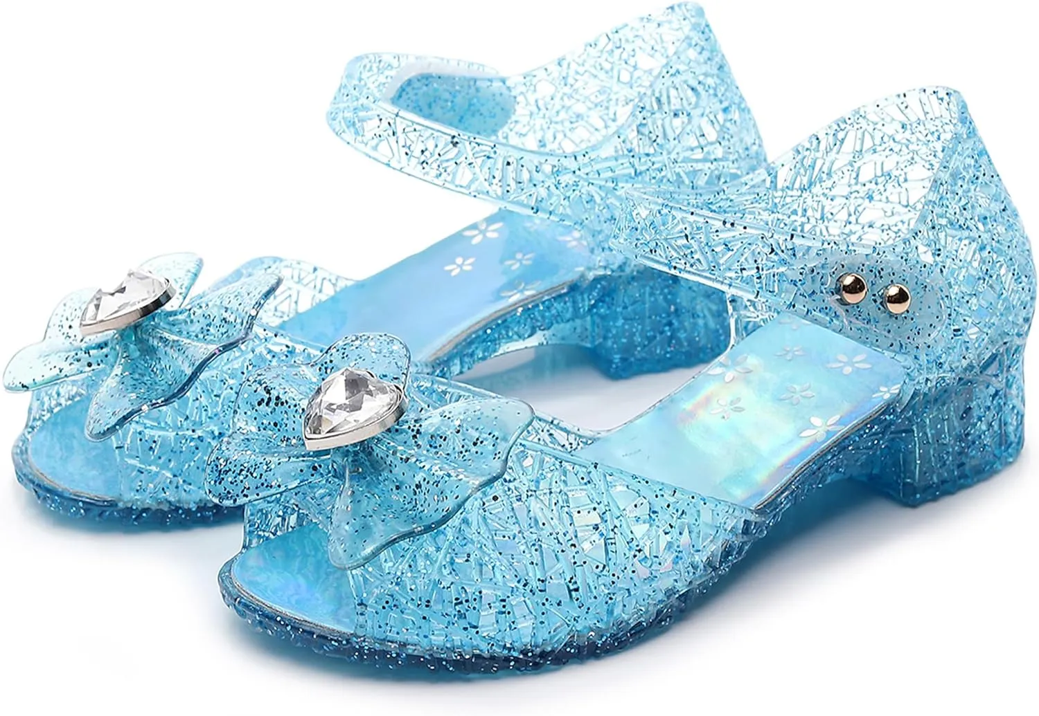 Princess Sandals Jelly Shoes for Girls, Snow Queen Little Girls Toddler Glitter Dress Flats with Bow Birthday Frozen Inspired Party Cosplay Costumes