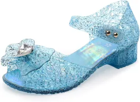 Princess Sandals Jelly Shoes for Girls, Snow Queen Little Girls Toddler Glitter Dress Flats with Bow Birthday Frozen Inspired Party Cosplay Costumes