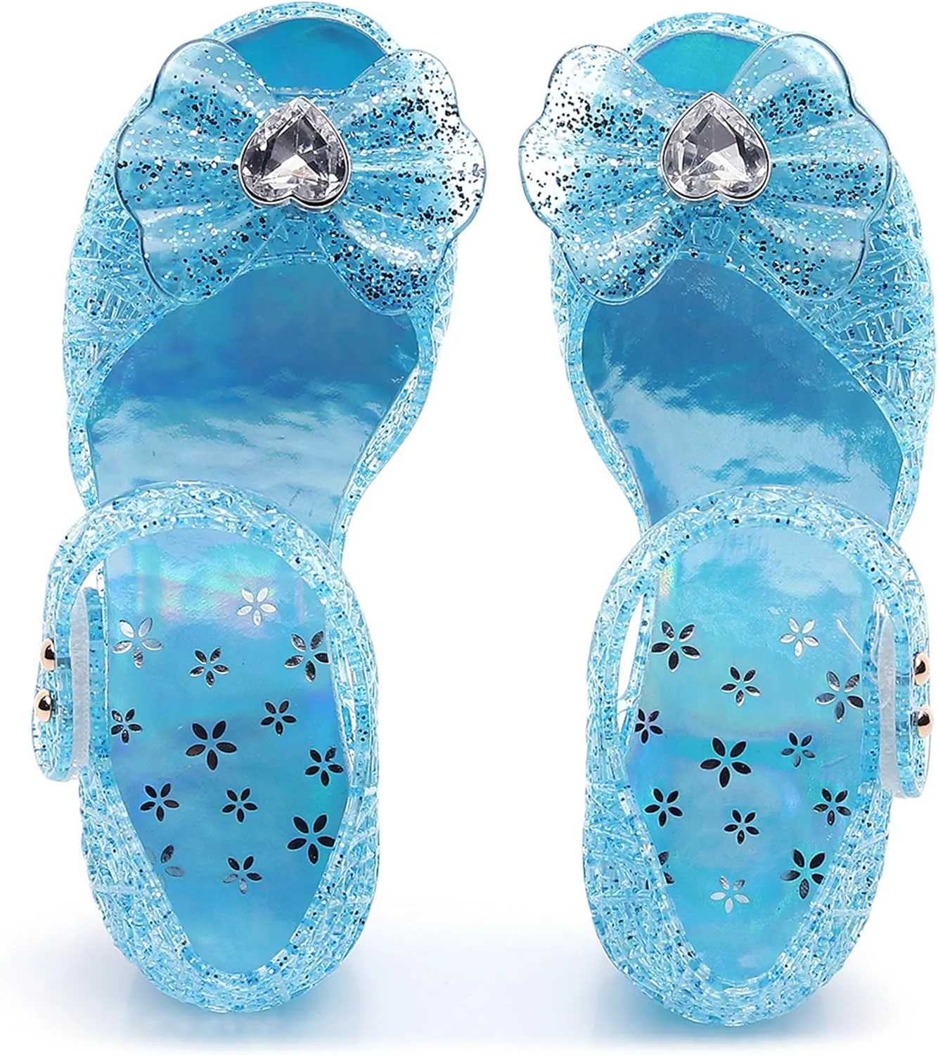 Princess Sandals Jelly Shoes for Girls, Snow Queen Little Girls Toddler Glitter Dress Flats with Bow Birthday Frozen Inspired Party Cosplay Costumes