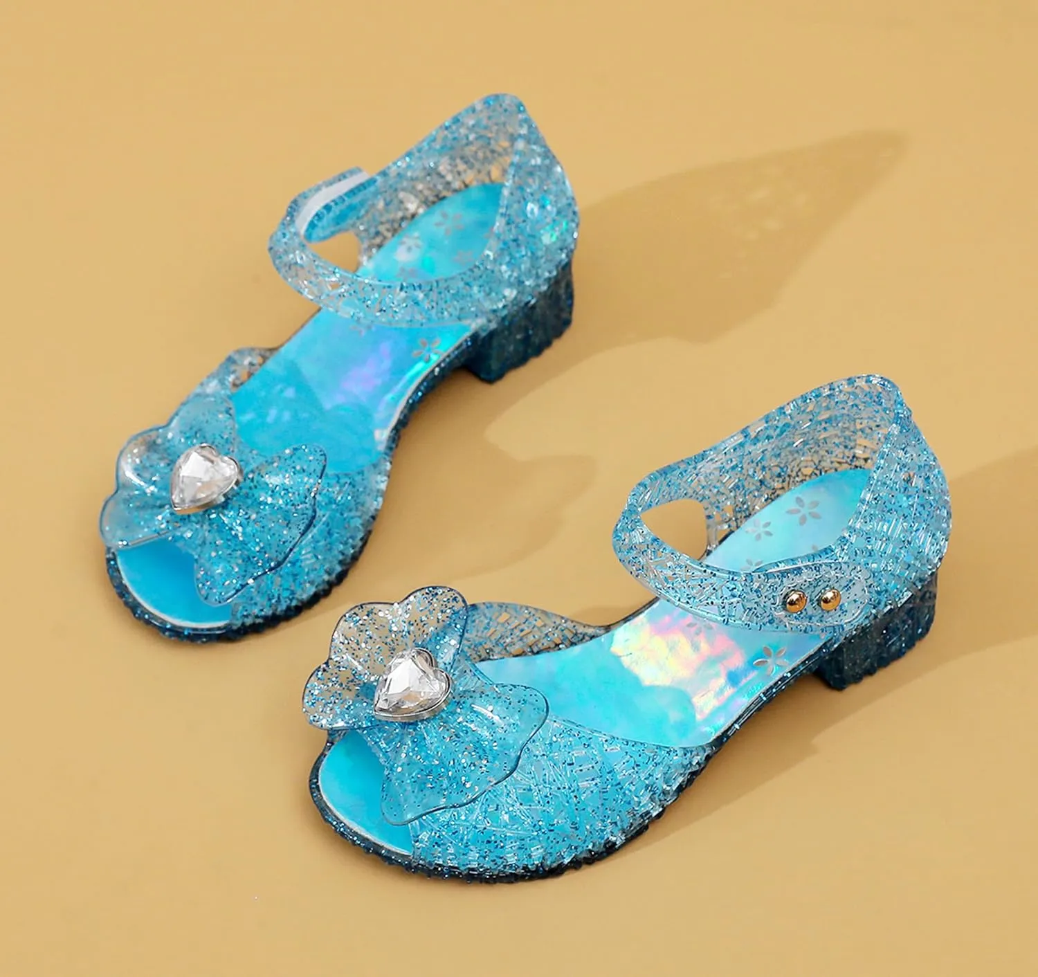 Princess Sandals Jelly Shoes for Girls, Snow Queen Little Girls Toddler Glitter Dress Flats with Bow Birthday Frozen Inspired Party Cosplay Costumes