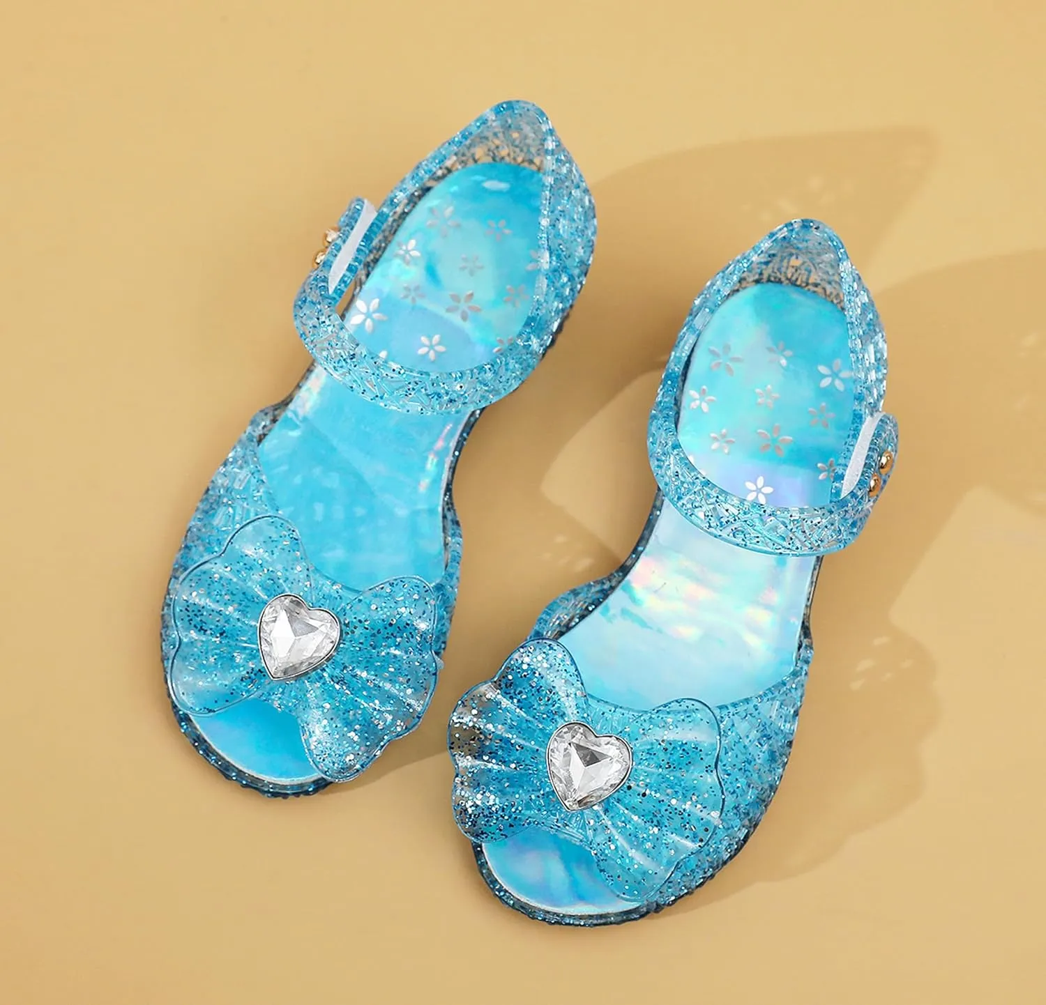 Princess Sandals Jelly Shoes for Girls, Snow Queen Little Girls Toddler Glitter Dress Flats with Bow Birthday Frozen Inspired Party Cosplay Costumes
