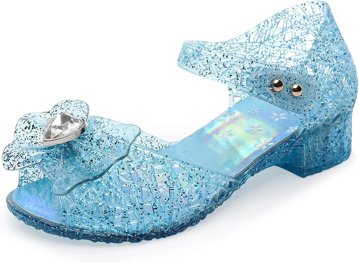 Princess Sandals Jelly Shoes for Girls, Snow Queen Little Girls Toddler Glitter Dress Flats with Bow Birthday Frozen Inspired Party Cosplay Costumes