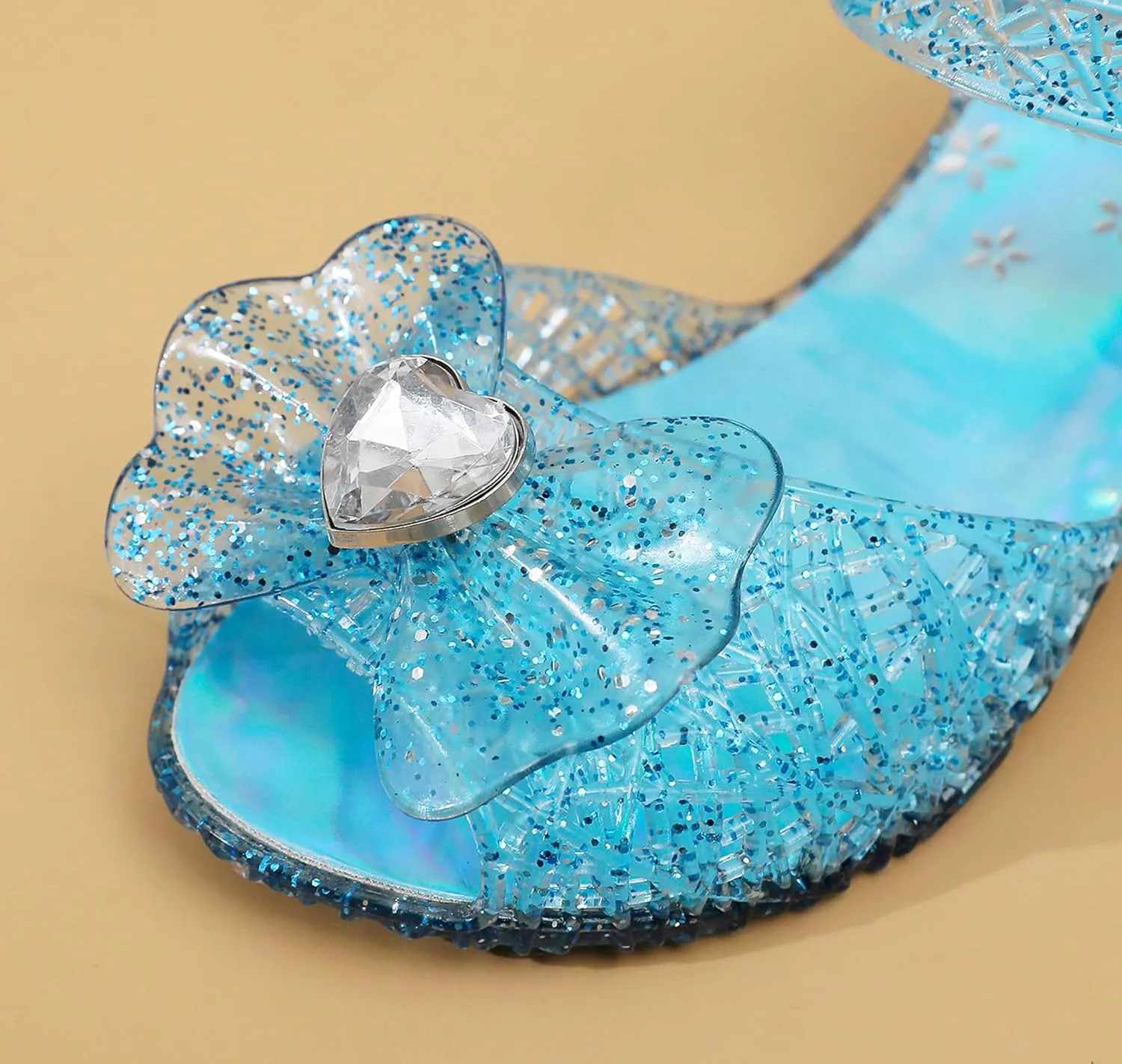Princess Sandals Jelly Shoes for Girls, Snow Queen Little Girls Toddler Glitter Dress Flats with Bow Birthday Frozen Inspired Party Cosplay Costumes
