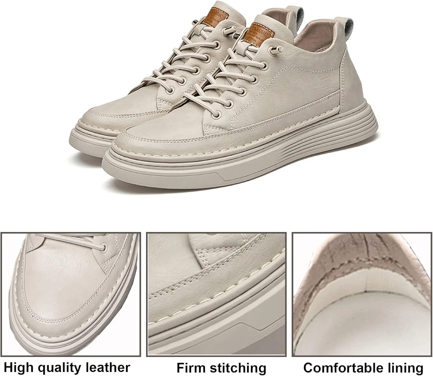 PURCHAWEE Elevator Shoes for Men Height Increase,Men's Invisible Height Increasing Elevator Shoes Taller Height Sneakers Leather Casual Shoes