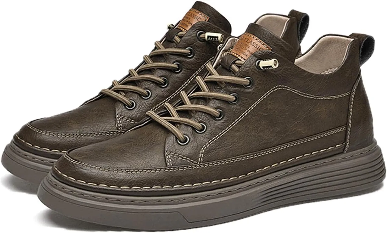 PURCHAWEE Elevator Shoes for Men Height Increase,Men's Invisible Height Increasing Elevator Shoes Taller Height Sneakers Leather Casual Shoes