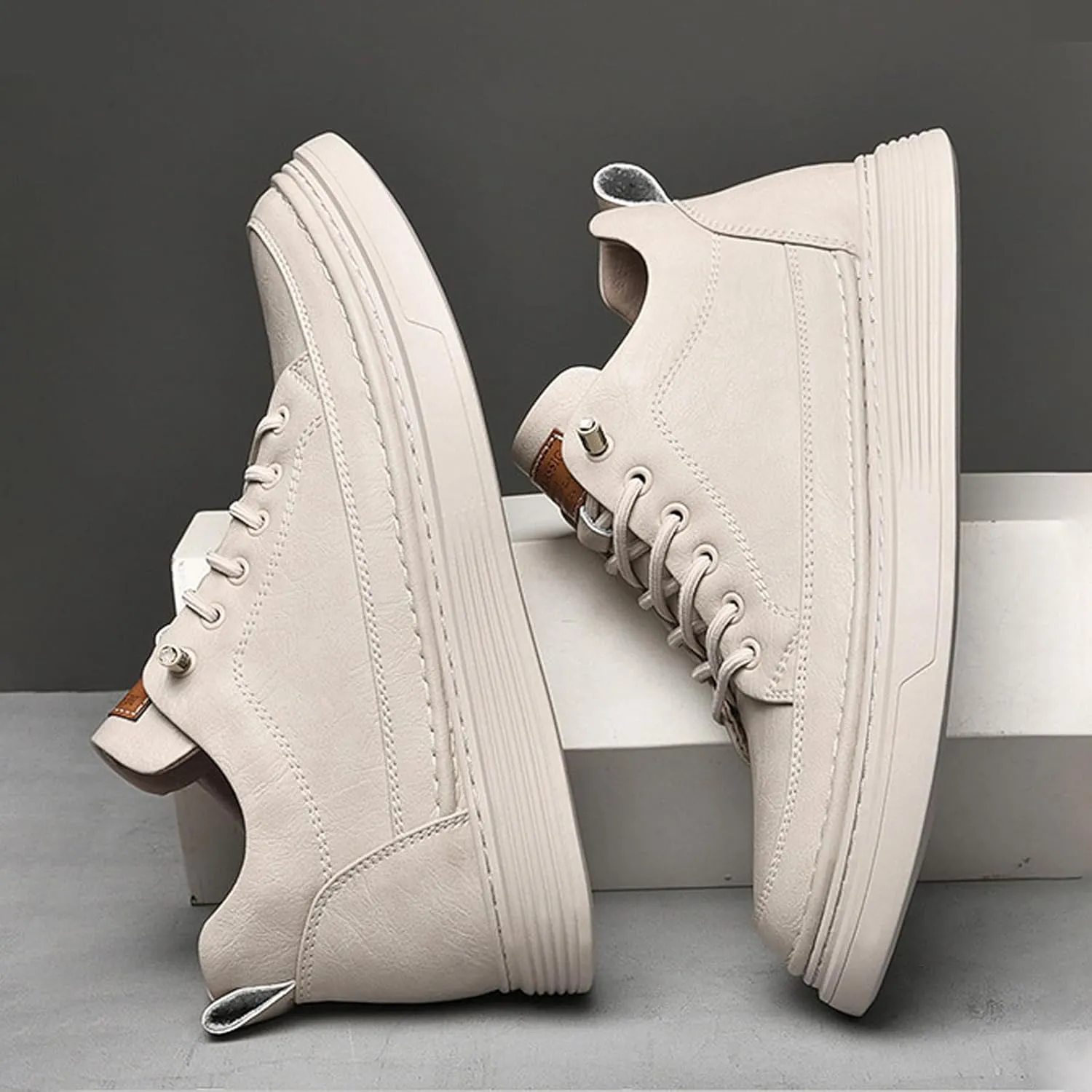 PURCHAWEE Elevator Shoes for Men Height Increase,Men's Invisible Height Increasing Elevator Shoes Taller Height Sneakers Leather Casual Shoes