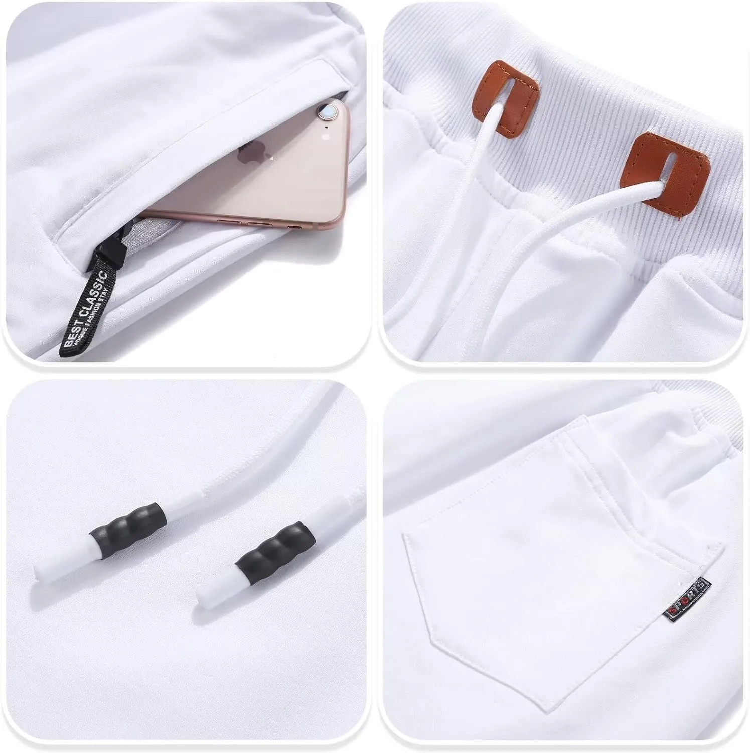 QPNGRP Mens Shorts Casual Drawstring Zipper Pockets Elastic Waist