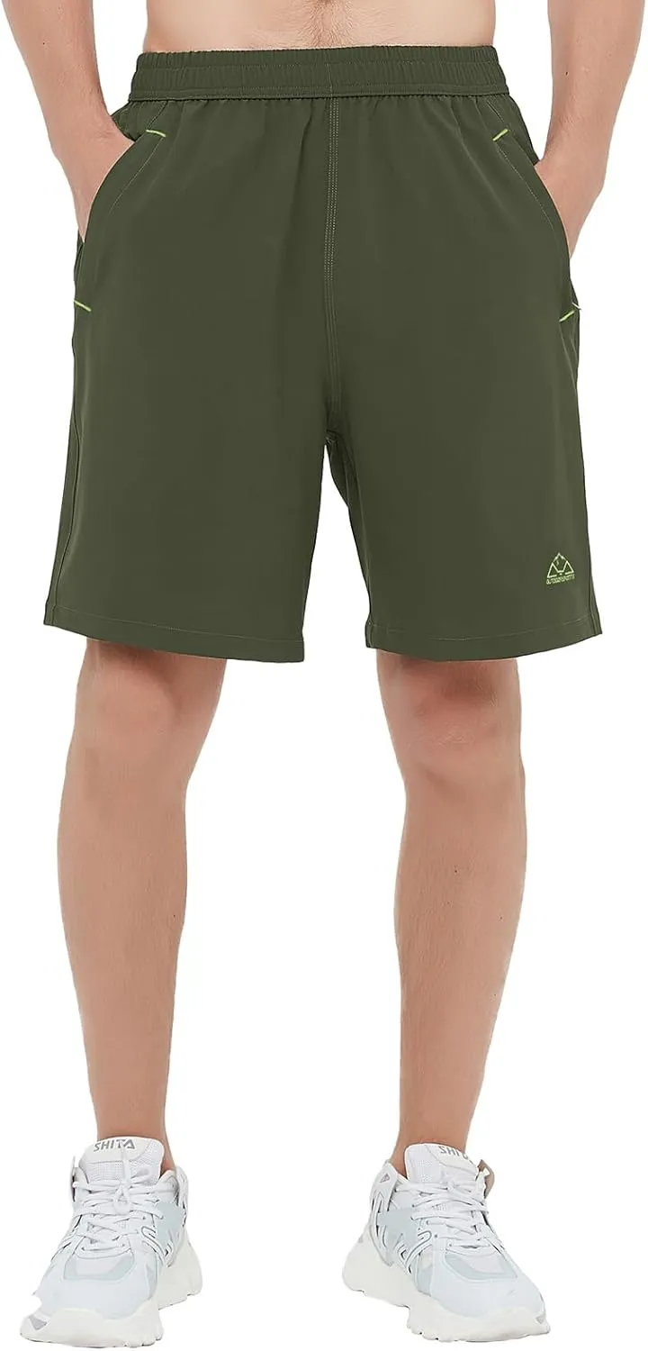 Rdruko Men's Quick Dry Hiking Shorts Lightweight Running Gym Outdoor Active Shorts with Zipper Pockets