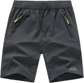Rdruko Men's Quick Dry Hiking Shorts Lightweight Running Gym Outdoor Active Shorts with Zipper Pockets