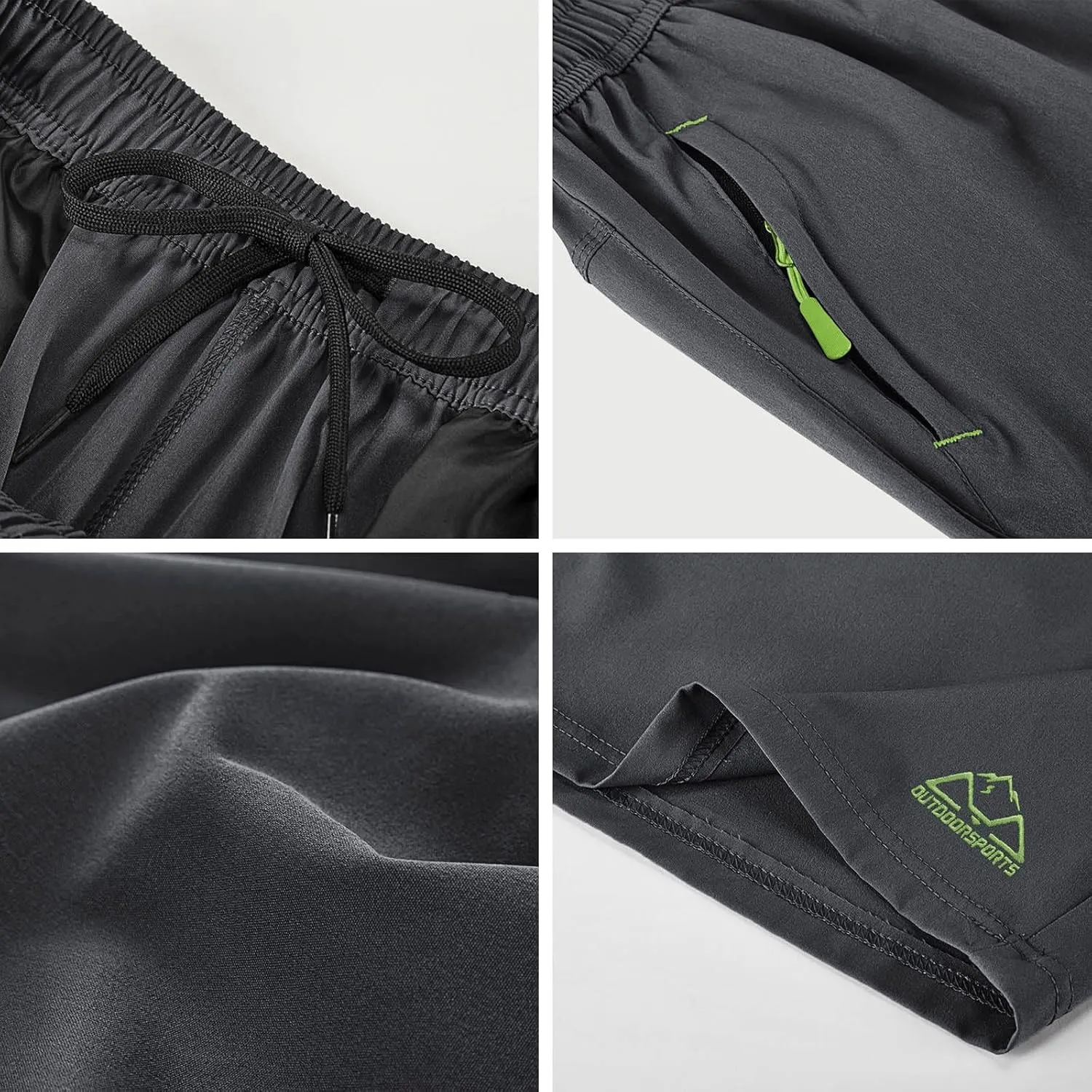 Rdruko Men's Quick Dry Hiking Shorts Lightweight Running Gym Outdoor Active Shorts with Zipper Pockets