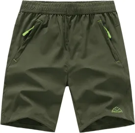 Rdruko Men's Quick Dry Hiking Shorts Lightweight Running Gym Outdoor Active Shorts with Zipper Pockets
