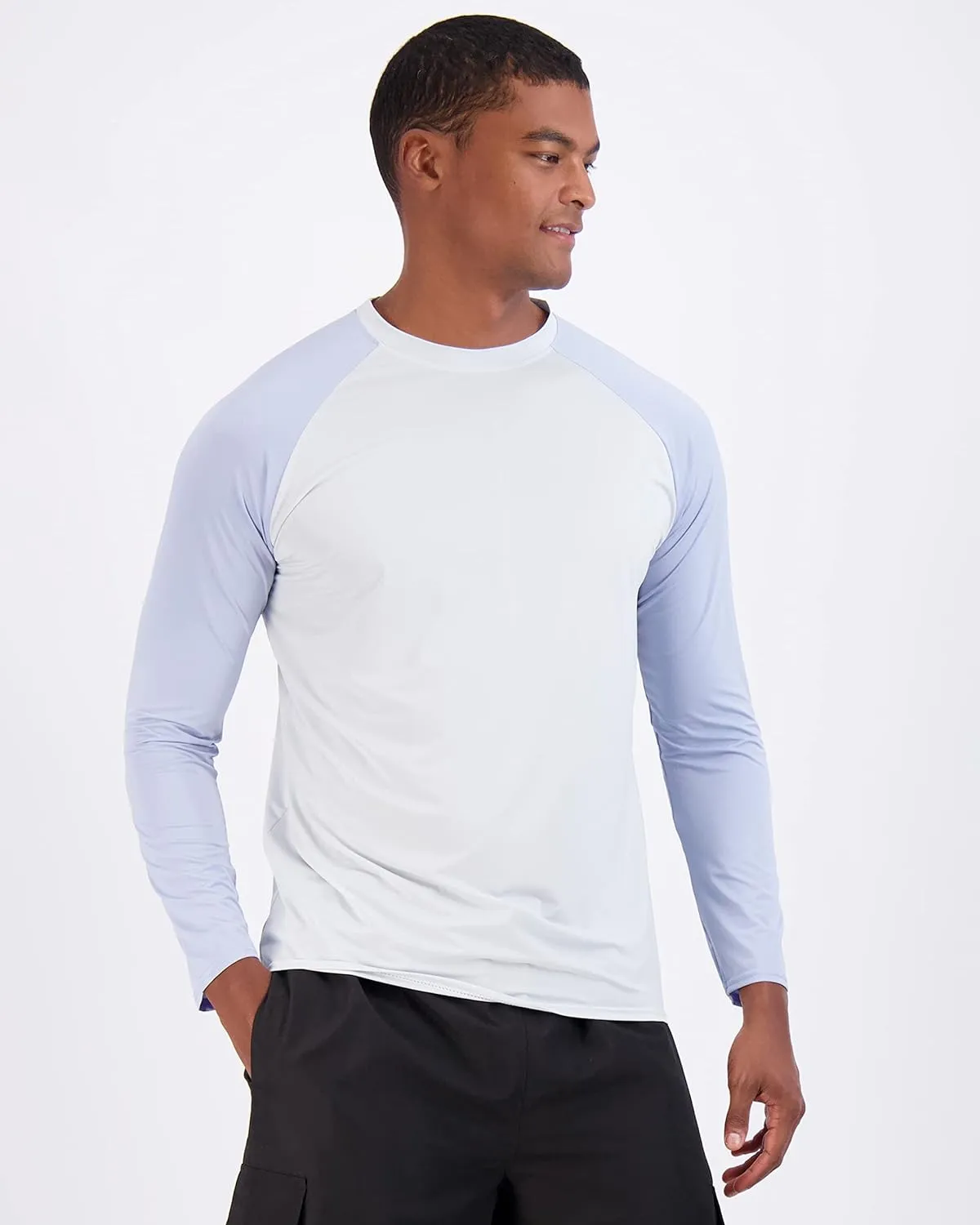 Real Essentials 4 Pack: Mens Long Sleeve Rash Guard Shirt UPF 50  Swim Beach UV Sun Protection Fishing Quick Dry (Big & Tall)