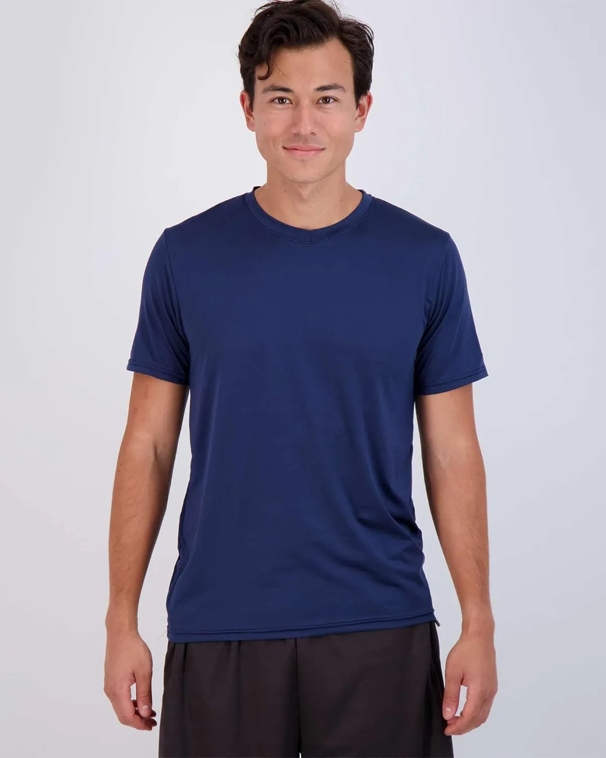Real Essentials 5 Pack: Men??s V-Neck Dry-Fit Moisture Wicking Active Athletic Tech Performance T-Shirt
