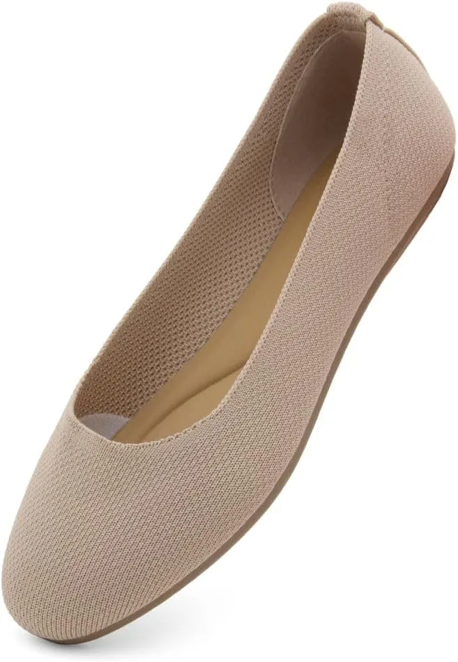 Shoe Land SL-Memory Womens Flats  Round Toe Dressy Ballet Flats, Foldable Slip-On Knit Flat Shoes with Memory Foam, Comfortable for Daily Wear, Work, Office, and Party