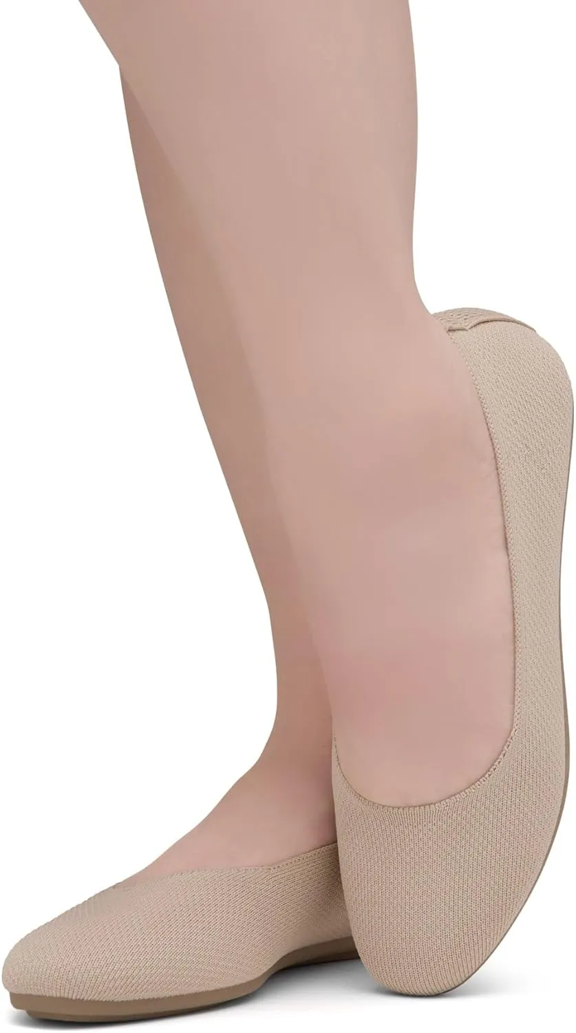 Shoe Land SL-Memory Womens Flats  Round Toe Dressy Ballet Flats, Foldable Slip-On Knit Flat Shoes with Memory Foam, Comfortable for Daily Wear, Work, Office, and Party