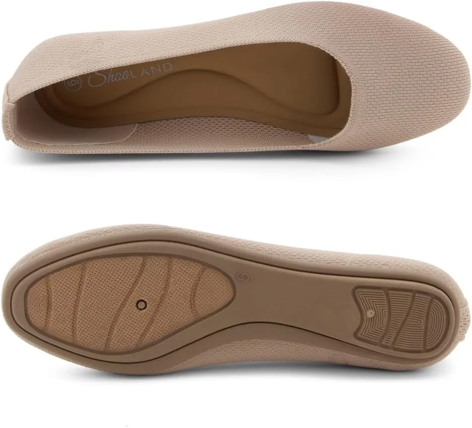 Shoe Land SL-Memory Womens Flats  Round Toe Dressy Ballet Flats, Foldable Slip-On Knit Flat Shoes with Memory Foam, Comfortable for Daily Wear, Work, Office, and Party