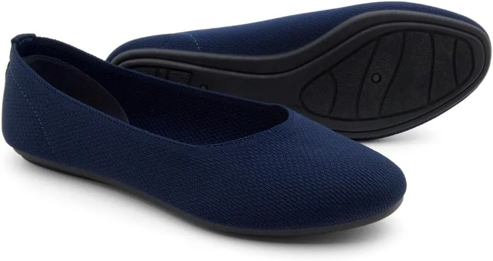 Shoe Land SL-Memory Womens Flats  Round Toe Dressy Ballet Flats, Foldable Slip-On Knit Flat Shoes with Memory Foam, Comfortable for Daily Wear, Work, Office, and Party