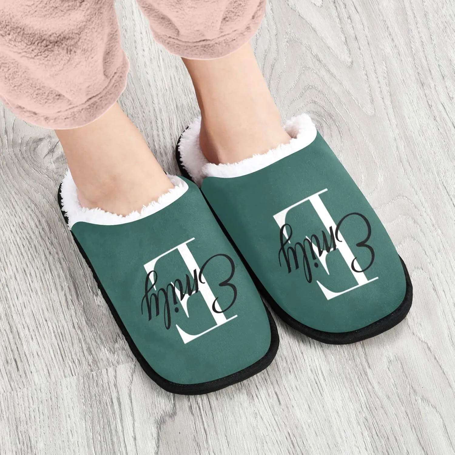 Sinestour Khaki Unisex-Adult Fuzzy Slippers - Men's & Women's - M & L - Coral Fleece Lining - Non-Slip Anti-Noise Sole - Indoor/Outdoor - Machine Washable
