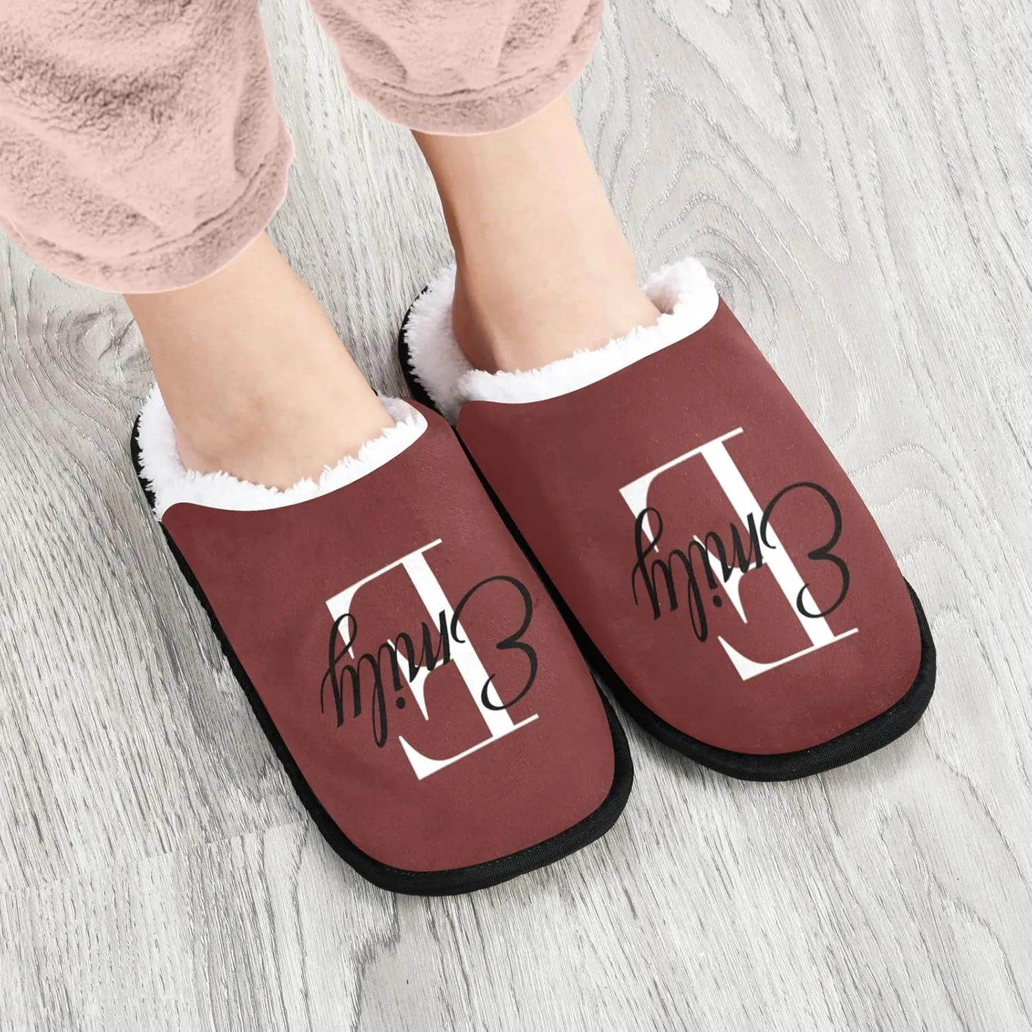 Sinestour Khaki Unisex-Adult Fuzzy Slippers - Men's & Women's - M & L - Coral Fleece Lining - Non-Slip Anti-Noise Sole - Indoor/Outdoor - Machine Washable