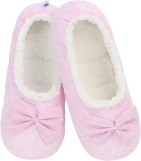 Snoozies Flat Ballet Slippers for Women Indoor, Lightweight and Soft Sherpa-Lined Slipper Socks Non-Skid, Ladies Gifts