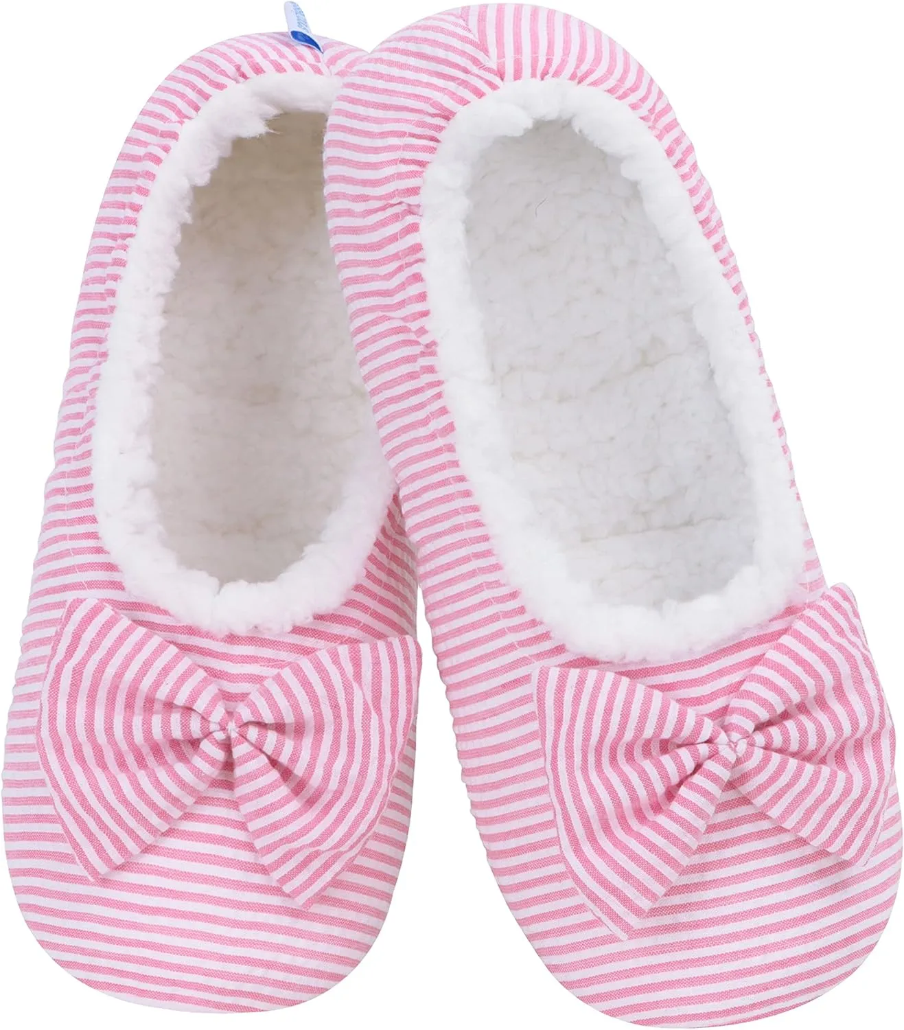 Snoozies Flat Ballet Slippers for Women Indoor, Lightweight and Soft Sherpa-Lined Slipper Socks Non-Skid, Ladies Gifts