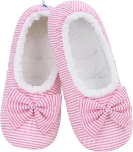 Snoozies Flat Ballet Slippers for Women Indoor, Lightweight and Soft Sherpa-Lined Slipper Socks Non-Skid, Ladies Gifts