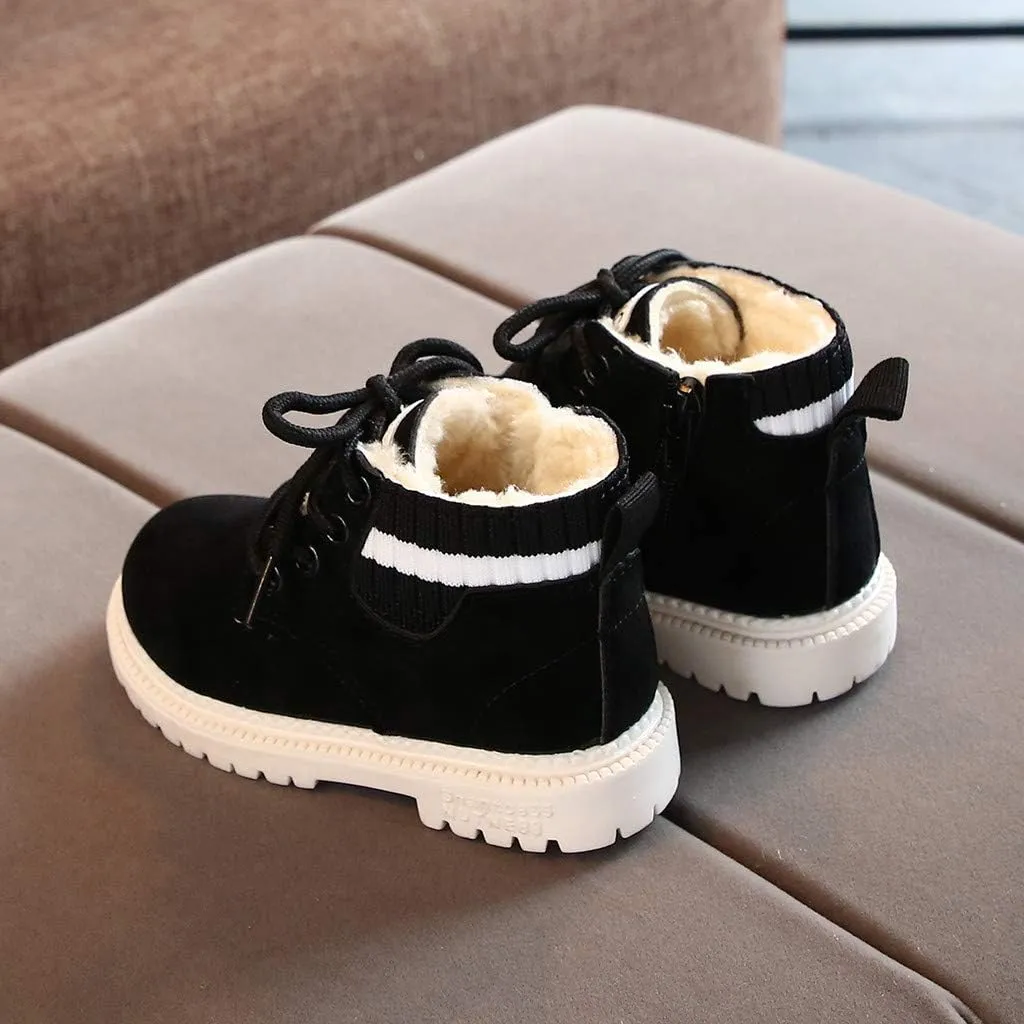Snow Boots for Kids Winter Booties Zipper Faux Fur Ankle Boots Boys Girls Winter Snow Boots Warm Faux Fur Lined Shoes